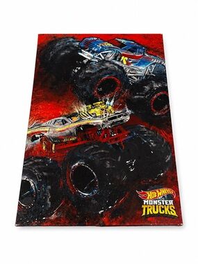 Open Road Brands Hot Wheels Monster Trucks Canvas Print 23” x 35” Wall Art